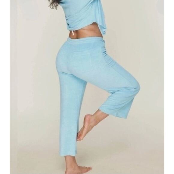 NWT Andie The Crop Pant Yellow/Green Size Small Lounge Terry  Cloth - Picture 9 of 9